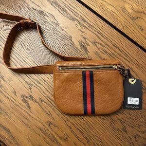 Moda Luxe Tan Belt Bag with‎ Striped Accent New